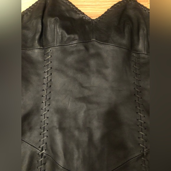 Lab London genuine leather black mini bustier dress lace detail ASOS BNWT SZ XL - Picture 7 of 11
